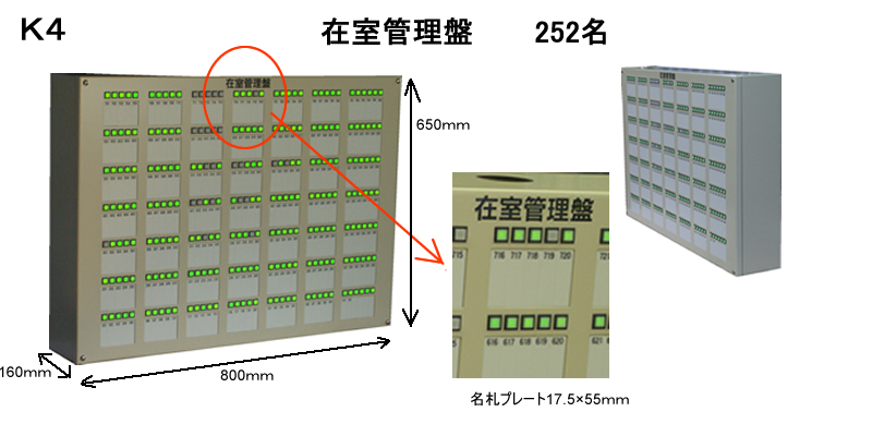大人数用スイッチ式在室管理盤　252名用　寮用